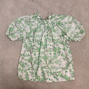 J. Crew Kids Blouse with Green Floral Design